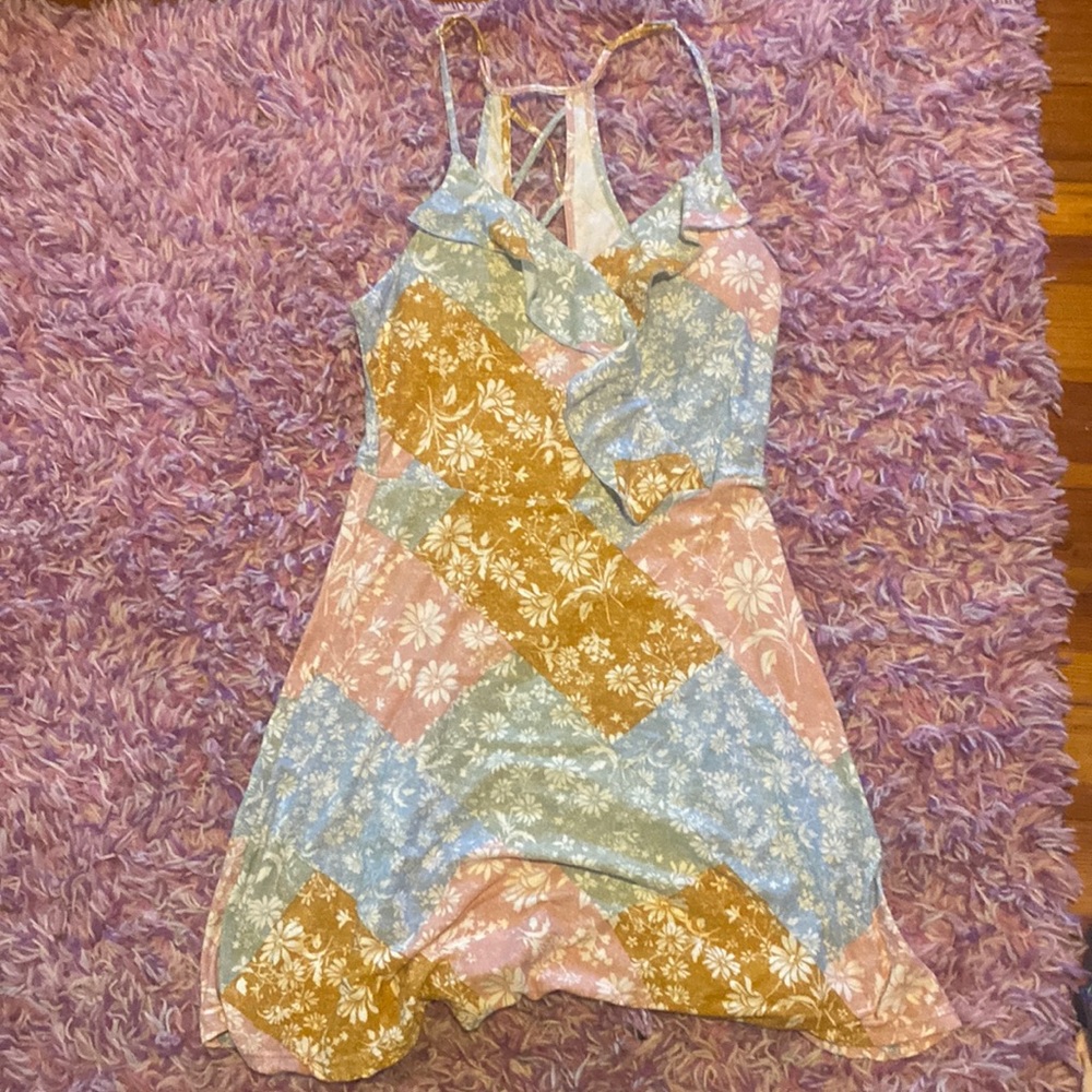 Patterned ruffled sun dress